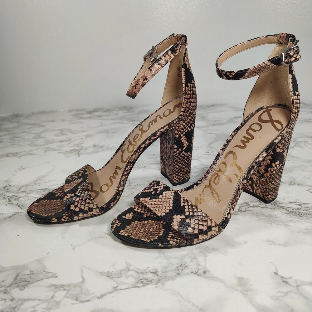 Sam Edelman Yaro Snakeskin Open Toe Heels Size 9